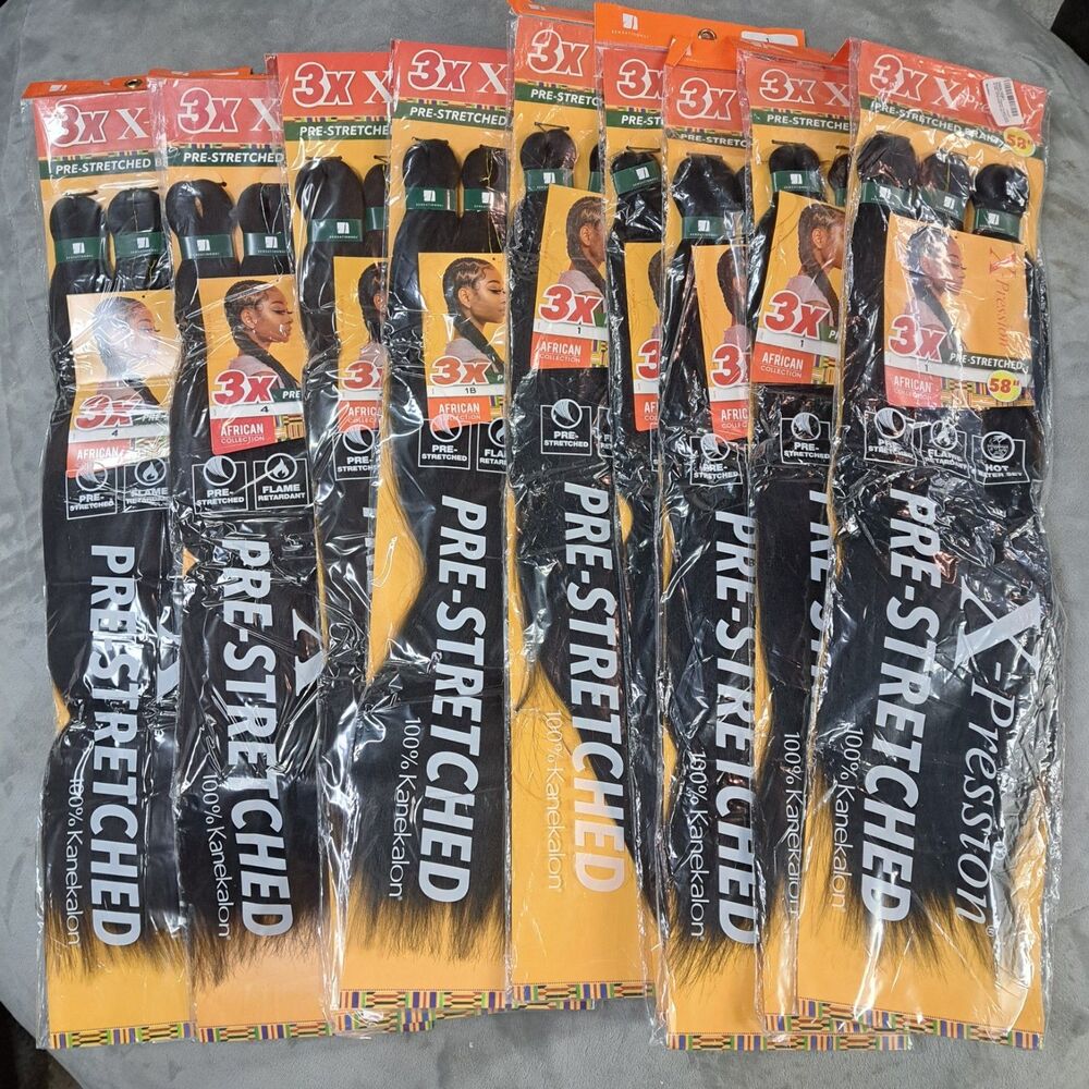 9 Packs Sensationnel X-Pression 3X Pre-Stretched Braid Hair 58” Colors 1, 1B, 4